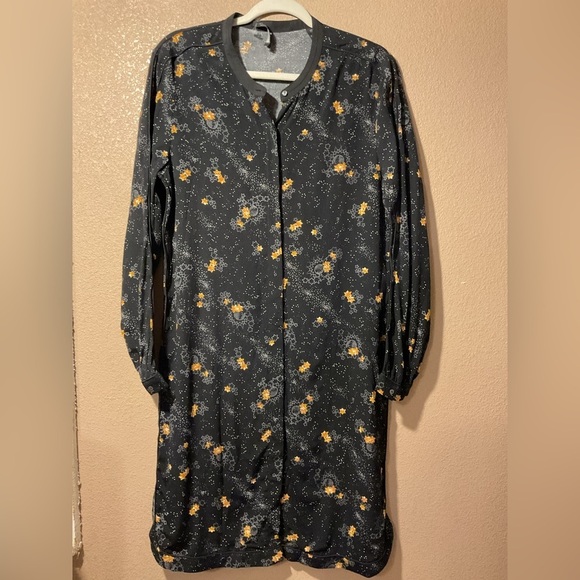 Scotch&Soda black Star Print Long Contemporary Tunic Midi Dress M C8 - Picture 1 of 4